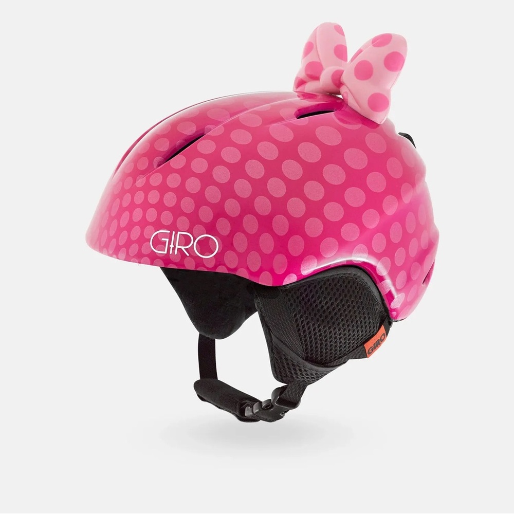 Giro Bright Pink Kids Ski Snowboard Helmet with Polka Dot Bow size Small